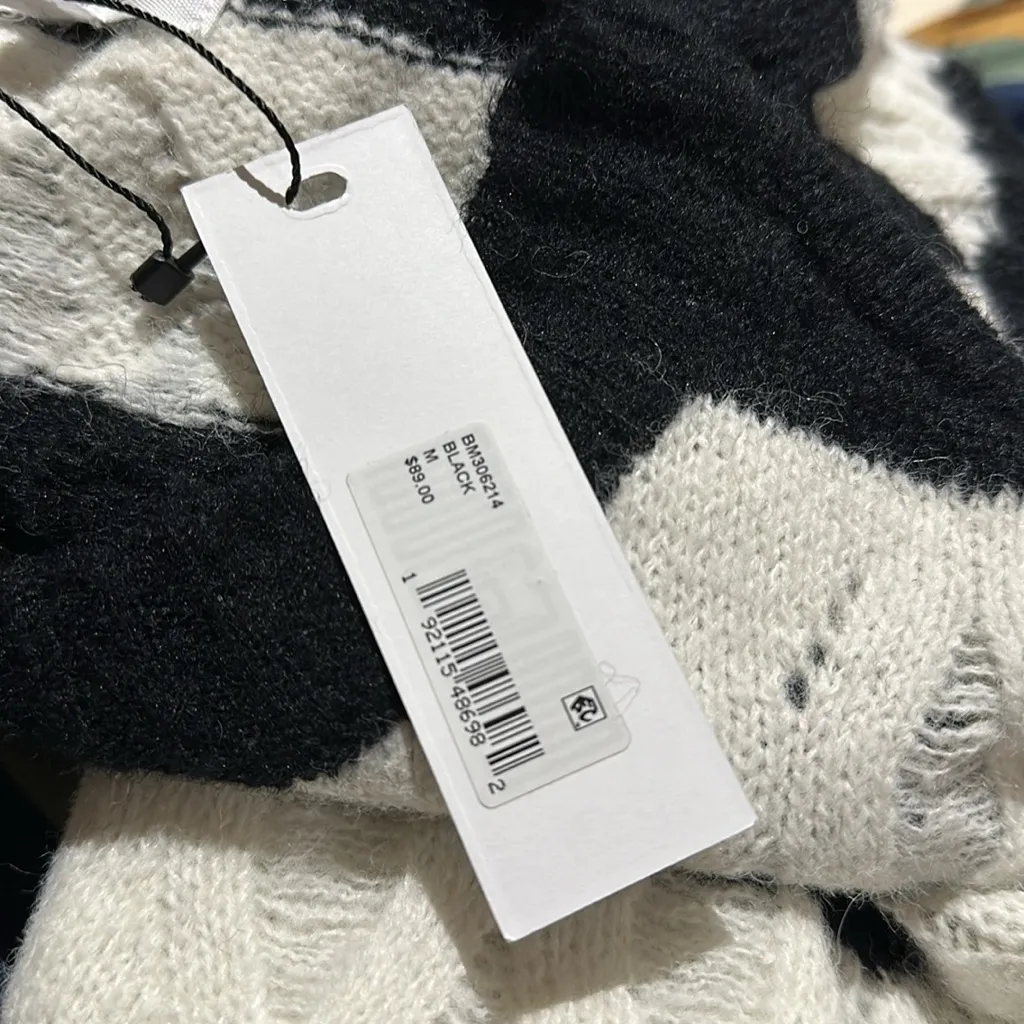 NWT Steve Madden KARLI SWEATER Striped Black White Medium Wool Blend - Image 9