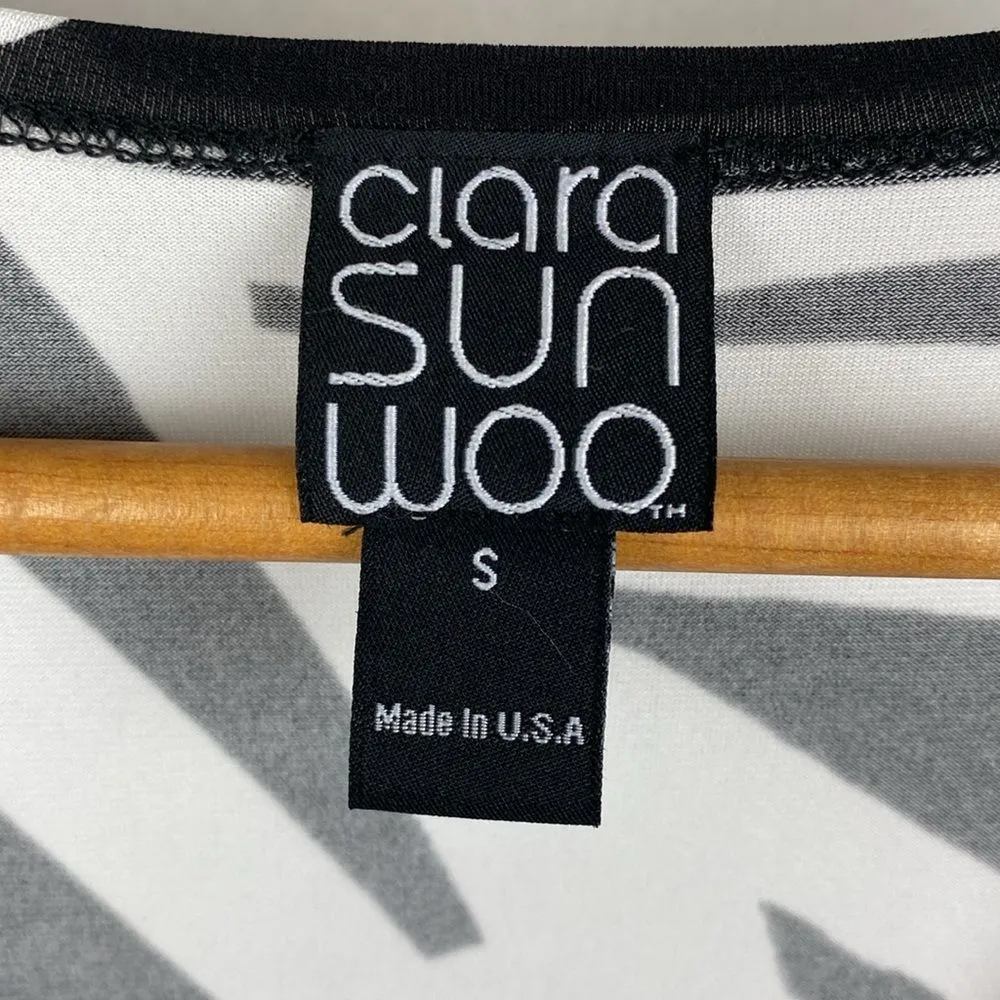 Clara Sun Woo Black & White Print Side Wrap Tunic Top S - Image 5