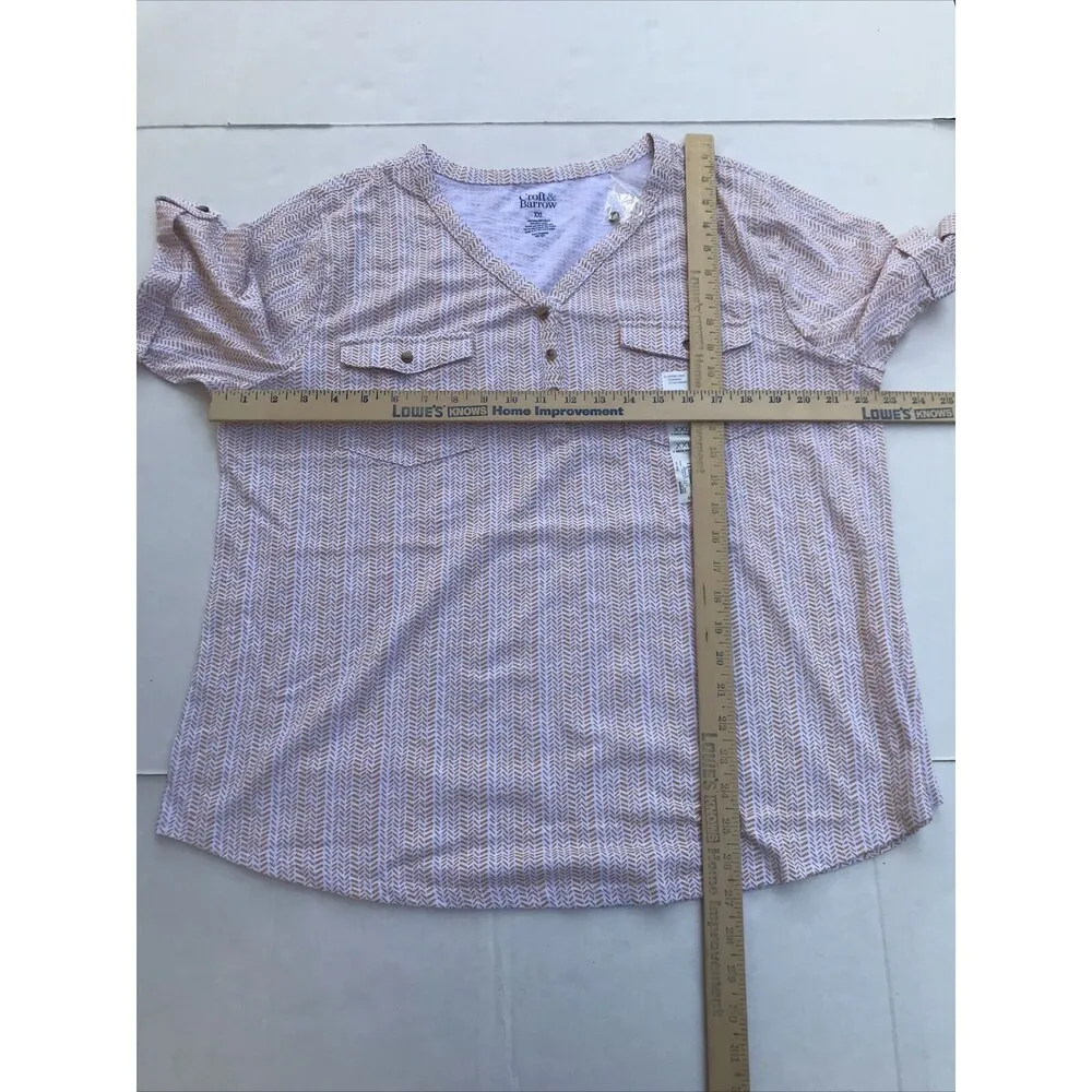 Women's Croft & Barrow Henley Utility Shirt Top 2XL Gold/Yellow Texture New LB - Image 5