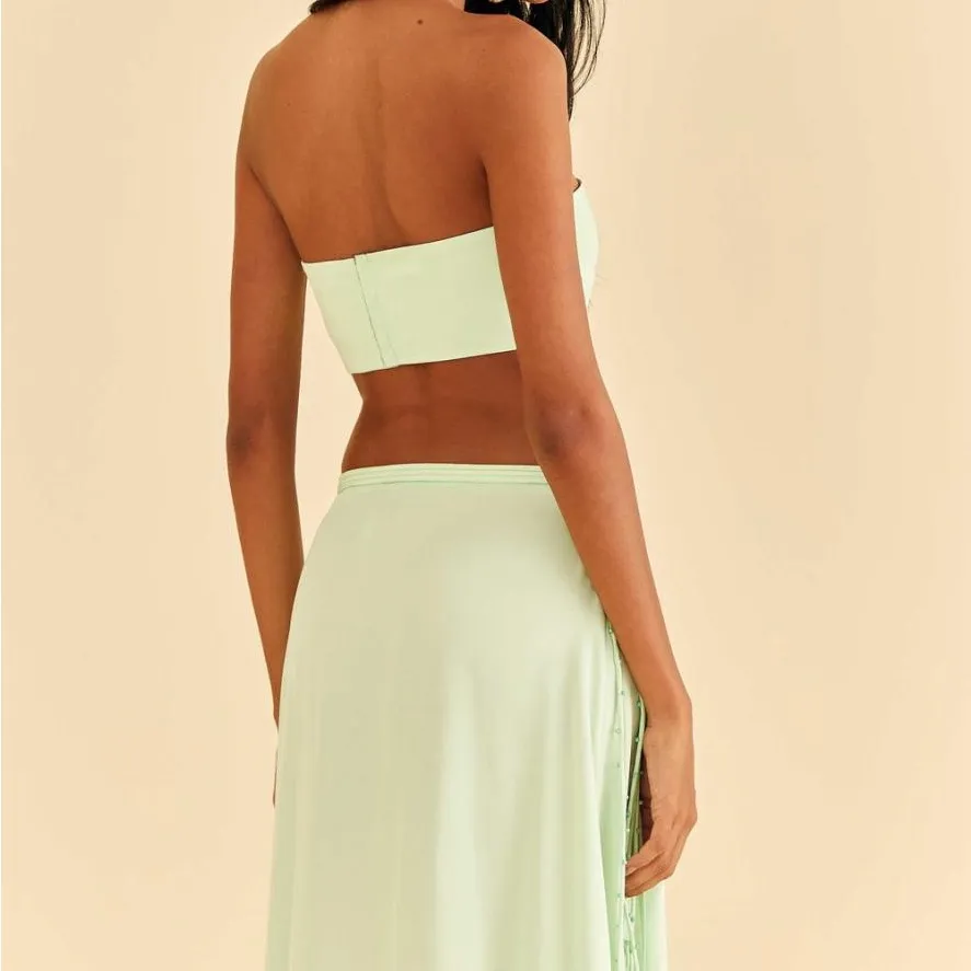 FARM Rio Mint Strapless Crop Top w/ Hook & Eye Closure - Image 4