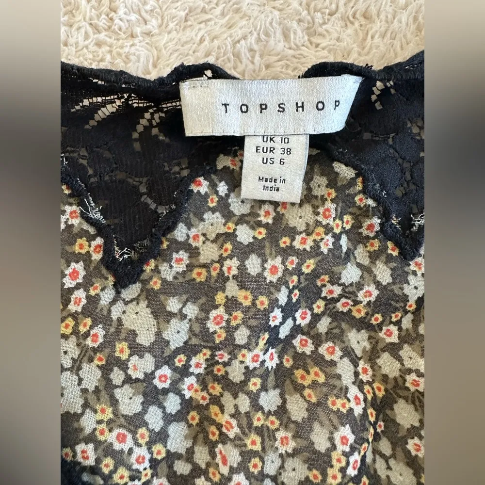 Topshop lace trim ditsy mini dress in multi size 6 - Image 4