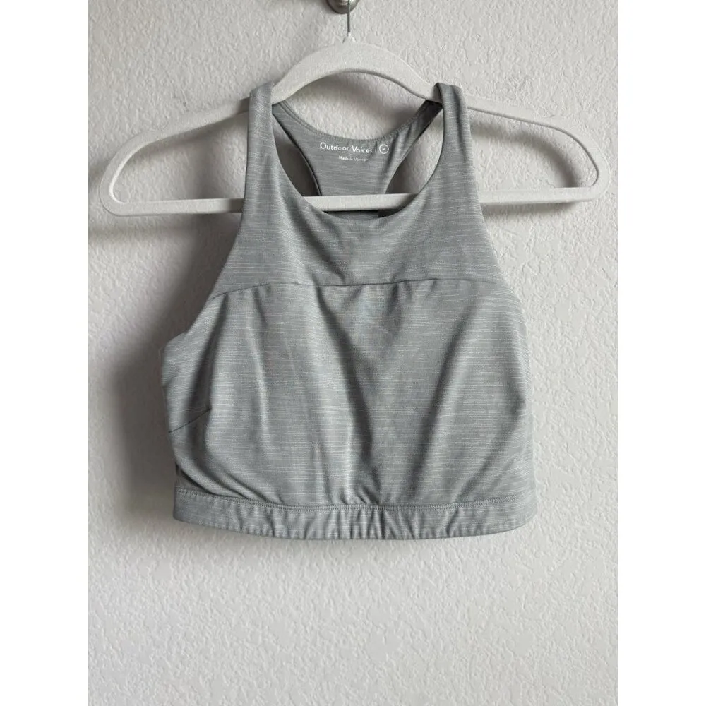 Outdoor Voices Sports Bra Women's Size Medium Gray‎ Tech Sweat Crop Athletic - Image 3
