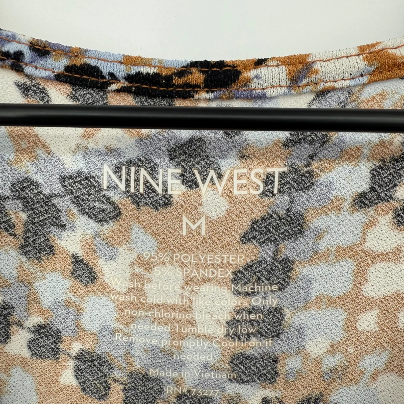 Nine West Medium Wrap Dress Brown Black Blue‎ Abstract Print Casual - Image 6