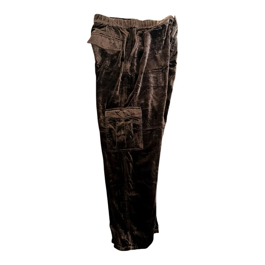 ANTHROPOLOGIE Pilcro Slim Velvet Beach Cargo Pants Chocolate Size M NEW - Image 6