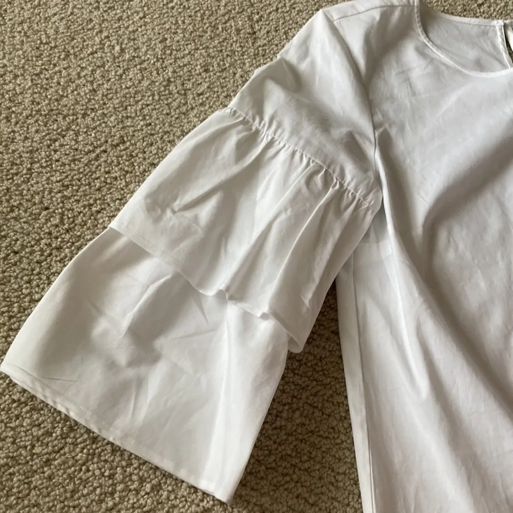 NEW J. Crew Bell Sleeve Ruffled Blouse Top Size 2 White Oversized Cotton NWT - Image 12