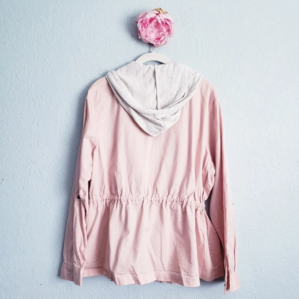 Torrid Pink Twill Jersey Sleeve Anorak Jacket - Image 7