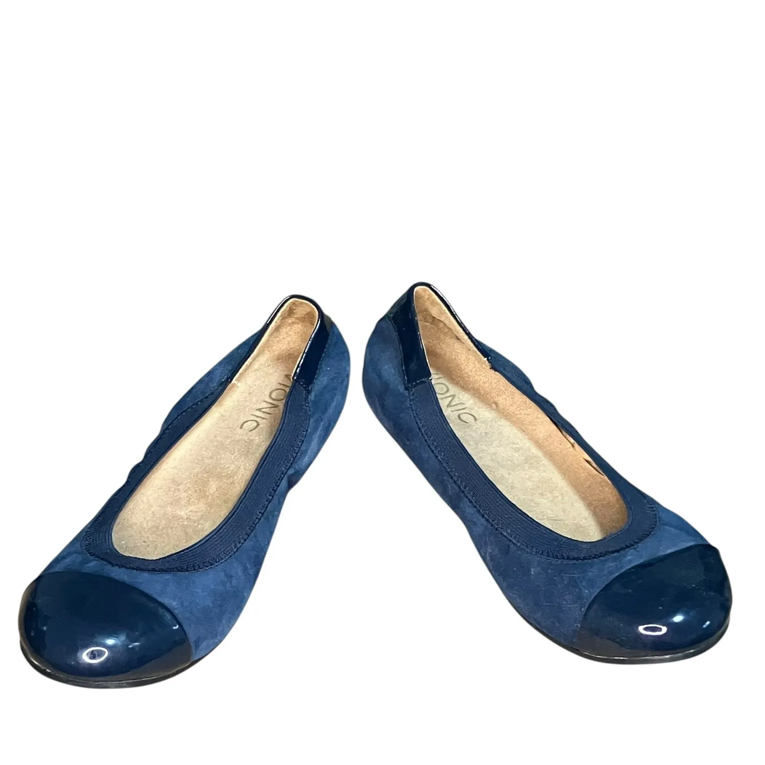 Vionic Spark Tiegan ballet flats in blue suede with cap toe-size 6 - Image 9