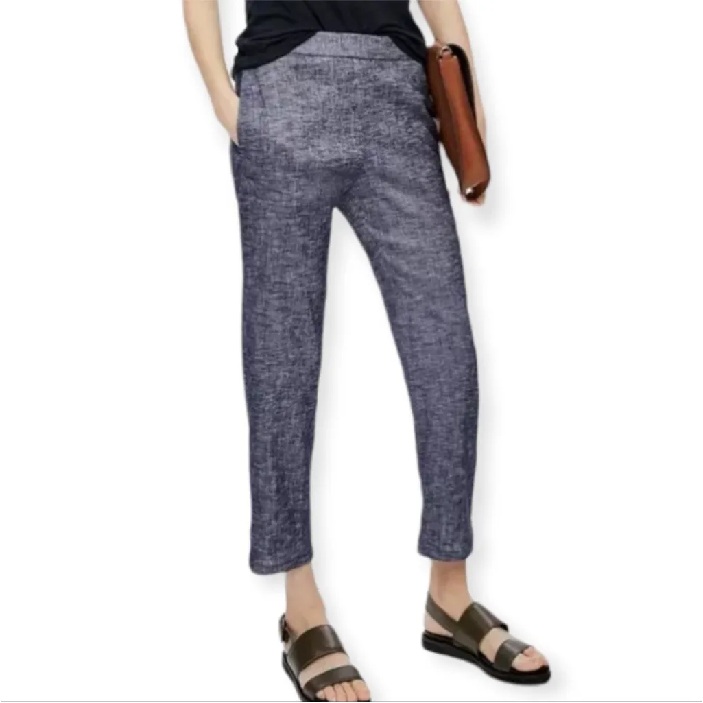 Theory Mid-Rise Korene Chambray Linen Blend Ankle Pull On Pant, 2 - Image 2