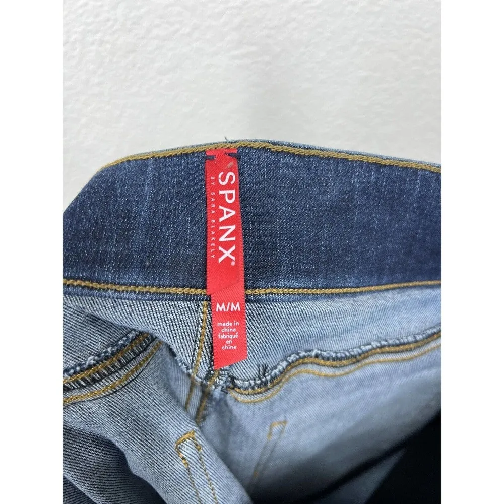 Spanx Distressed Ankle Skinny Jeans Medium M Frayed Hem Jegging High Waist - Image 4