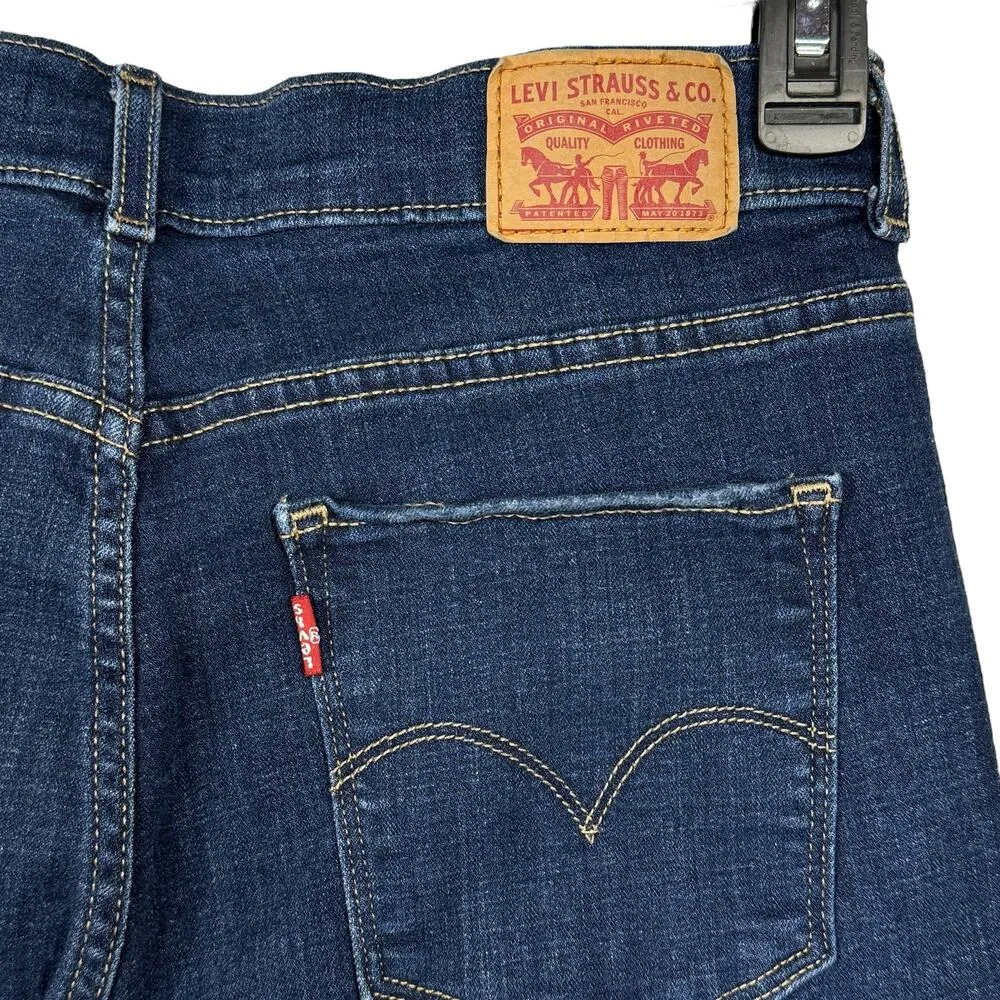 Levi’s SZ 29 Classic Bermuda Jean Shorts Stretch Zip-Fly Mid-Rise Dark Wash Blue - Image 4