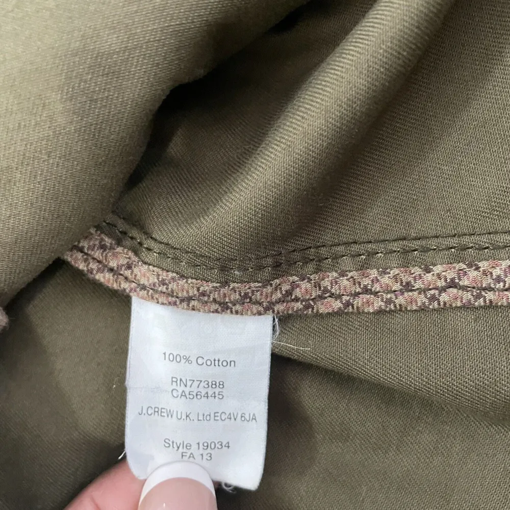 J Crew Relaxed Boyfriend Downtown Field Military Jacket Dark Green/Brown XS - Image 8