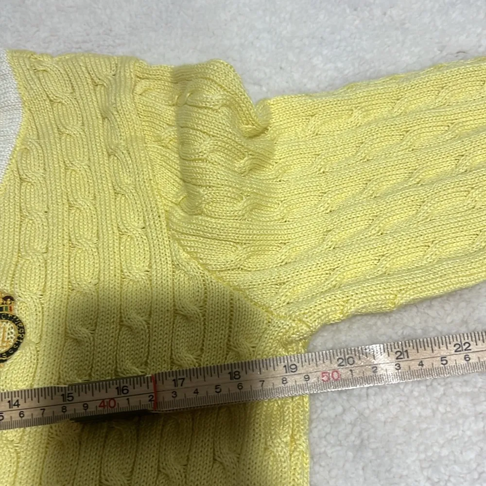 Ralph Lauren Active Women's V neck cable knit pullover sweater yellow size L - Image 6