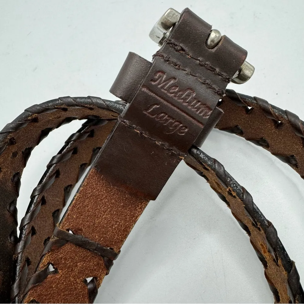 Capezio Brown Leather braided Belt Size M/L Medium Large - Image 6