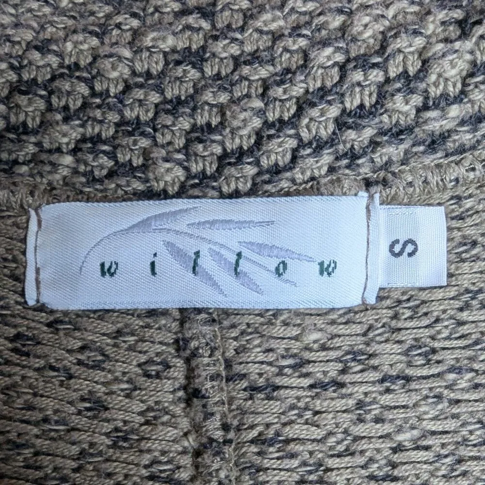 Vtg Y2K Willow Beige Black Chunky Knit Big Button Duster Cardigan Jacket S Tan - Image 3