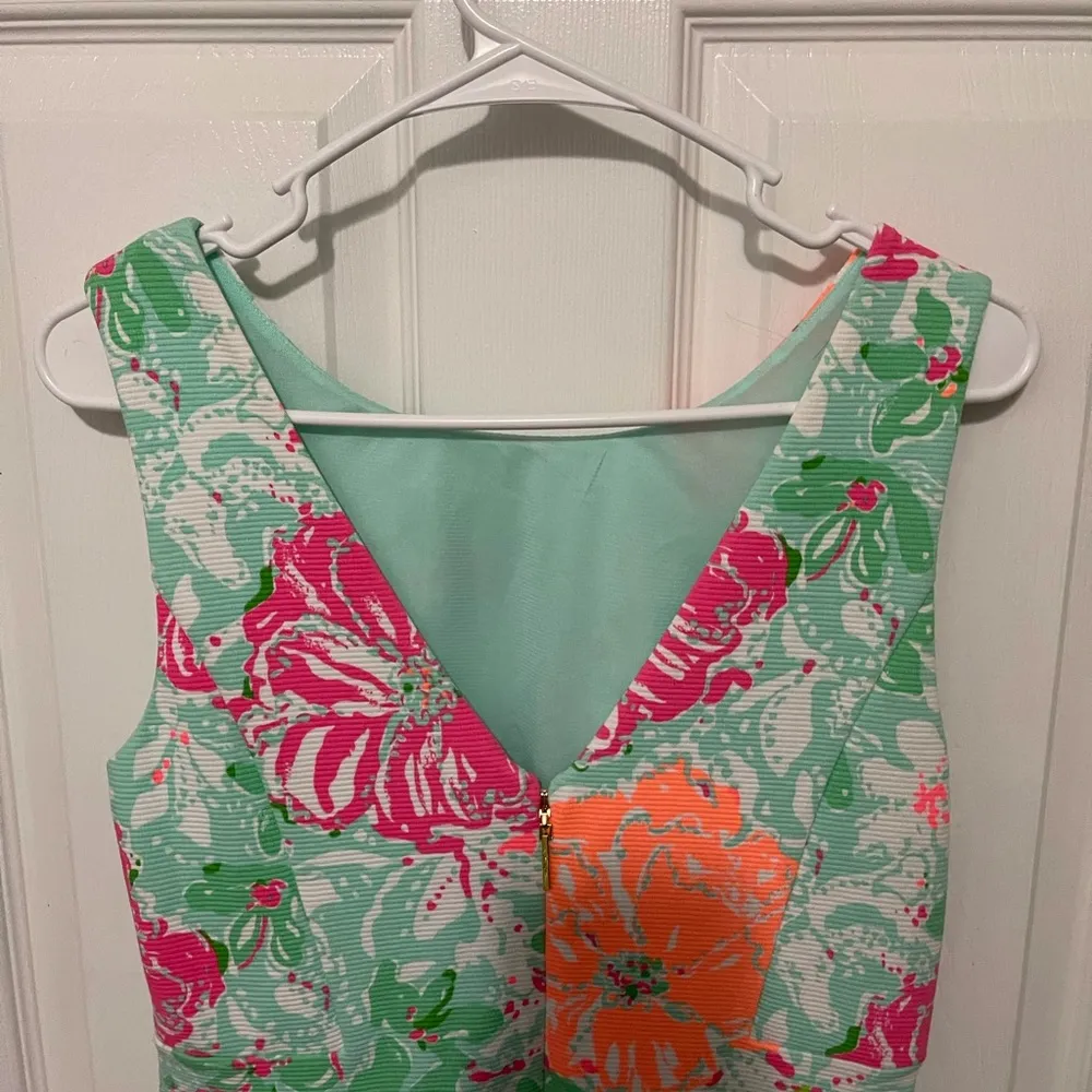 Lilly Pultizer Sleeveless Lined Ribbed Floral Summer Sheath Dress S - Image 6