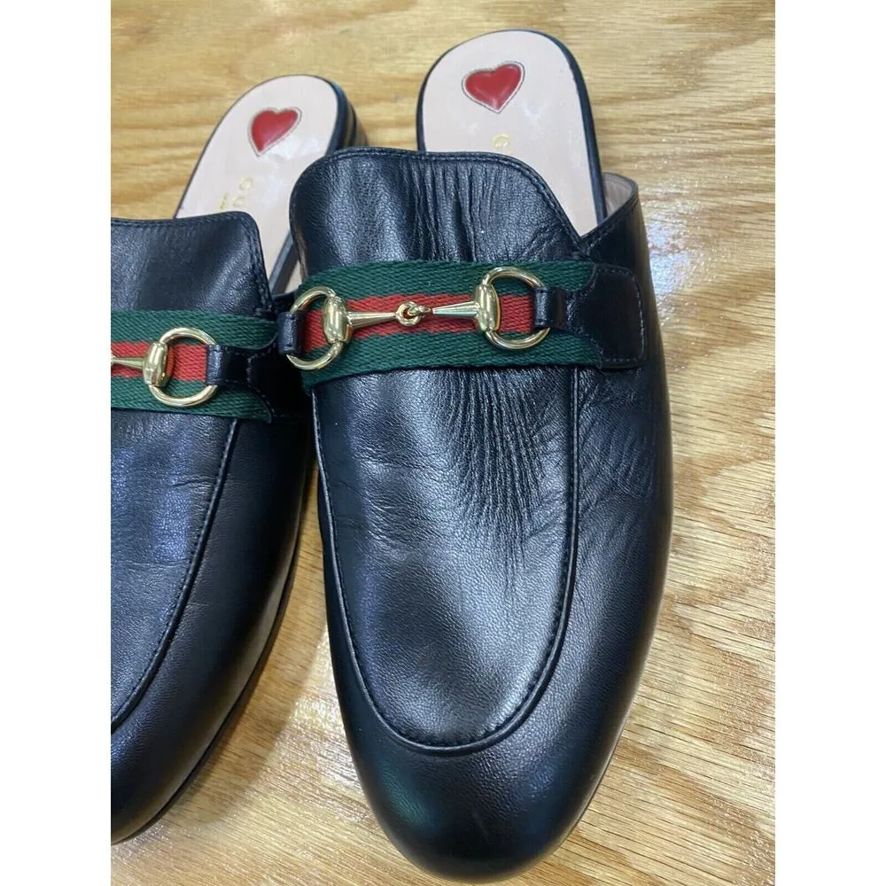 Gucci Princetown Slippers Women's 6.5 Black Leather Slip-On Walking Shoes L1 - Image 2