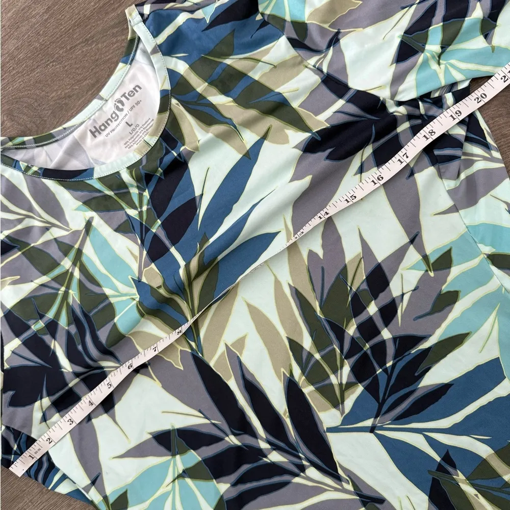 Hang Ten Plant Fitted Long Sleeve UV Protect Top Size Large Blue Pocket Outdoor - Image 6