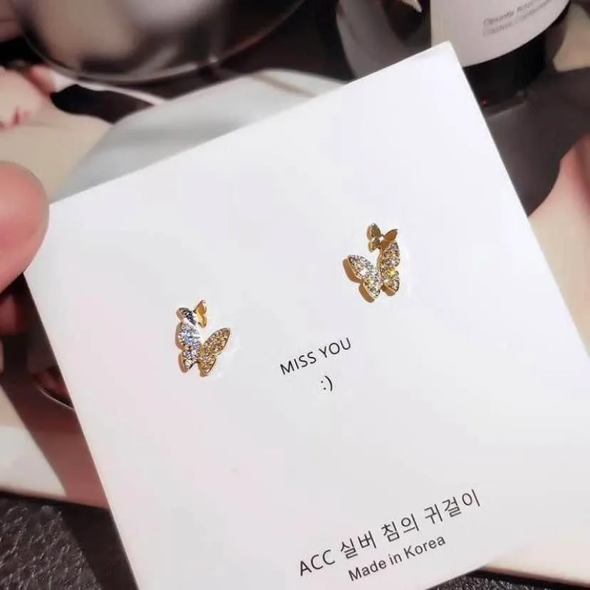 Women's Cute Mini Gold Butterfly Stud Earrings - Image 5
