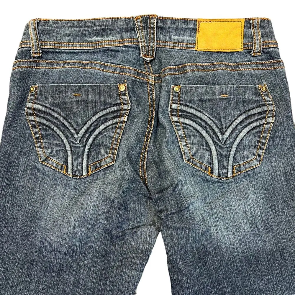 Rewind Womens Denim Blue Jeans Pants Lightweight Dark Wash Straight Leg Size 7 - Image 5