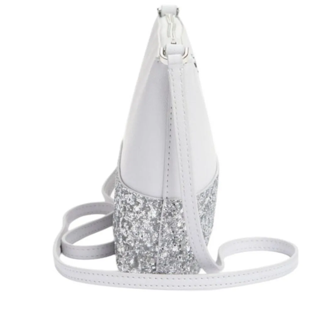 Kate Spade New York Flash Silver Crossbody Sparkled Glitter Leather Bag Chic NWT - Image 7