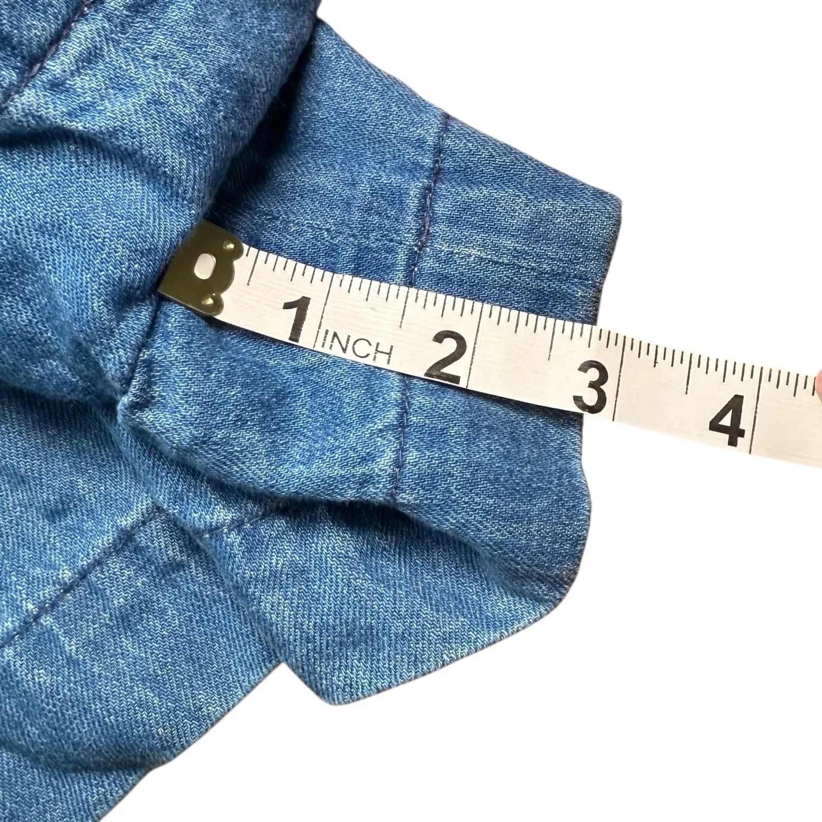 Veronica‎ Beard Jeans Denim Romper Zip Up Long Sleeve Belted Size M Blue Size M - Image 10