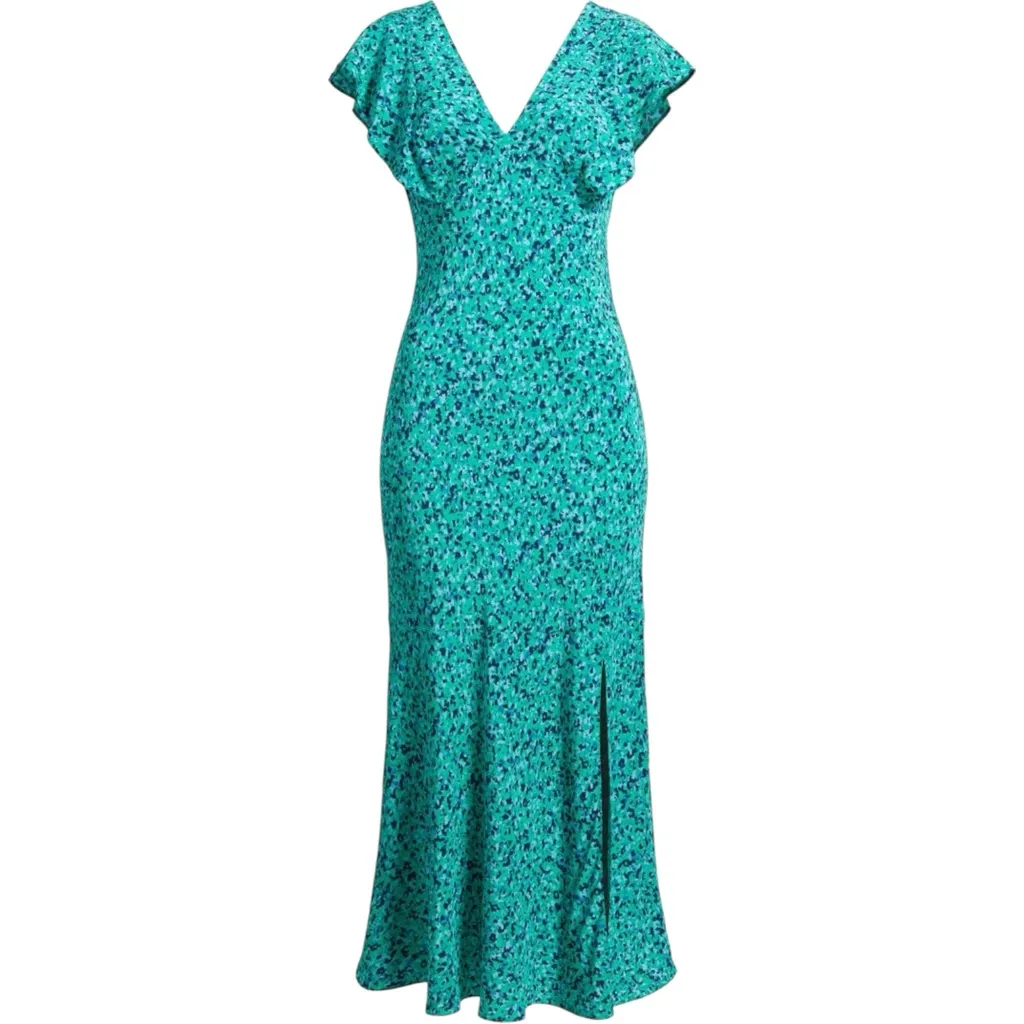 Rails Dina Flutter Sleeve Midi Dress Romantic Flirty Green Abstract Print Med - Image 4