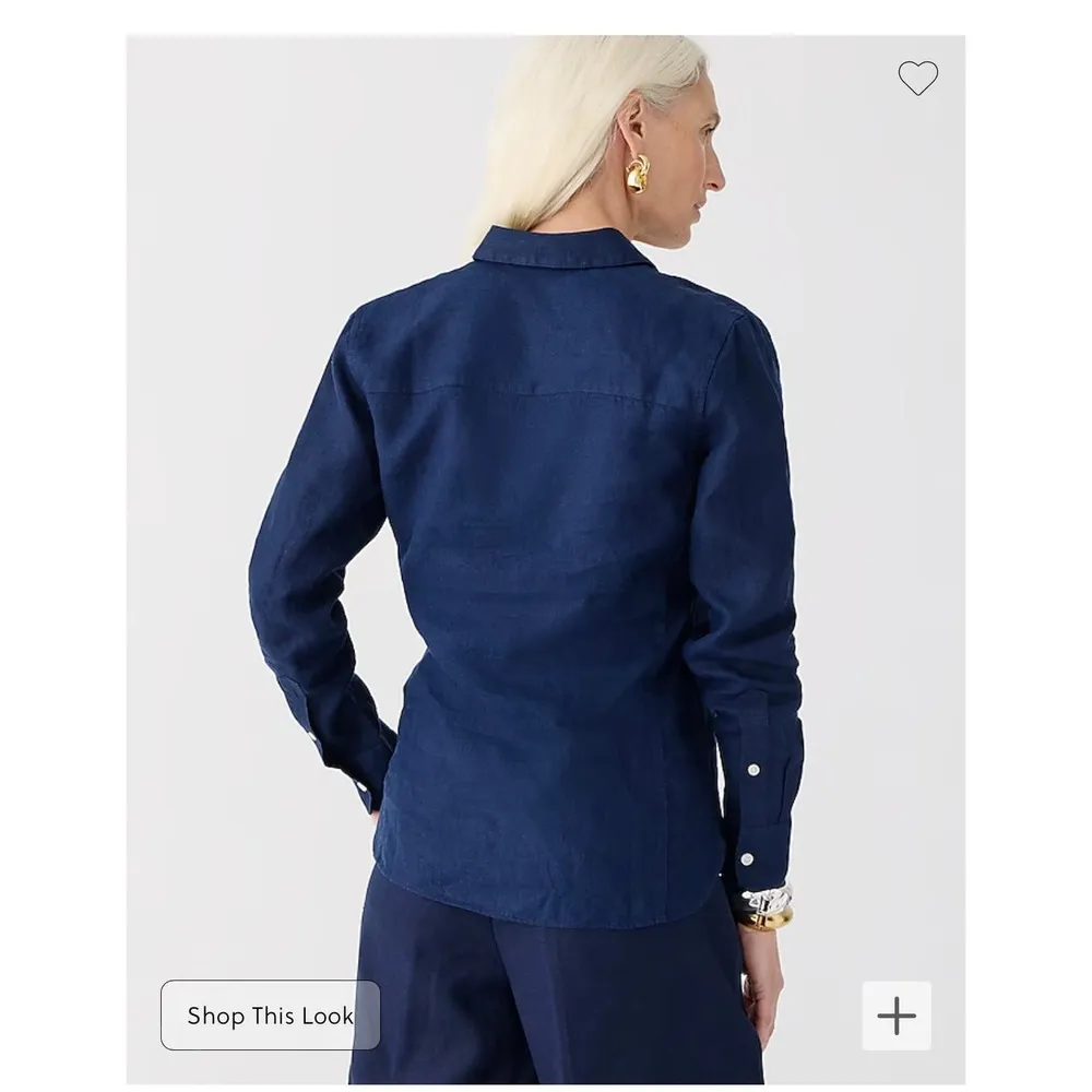 J.Crew Navy Blue Linen Button Down Long Sleeve Top 16 - Image 2