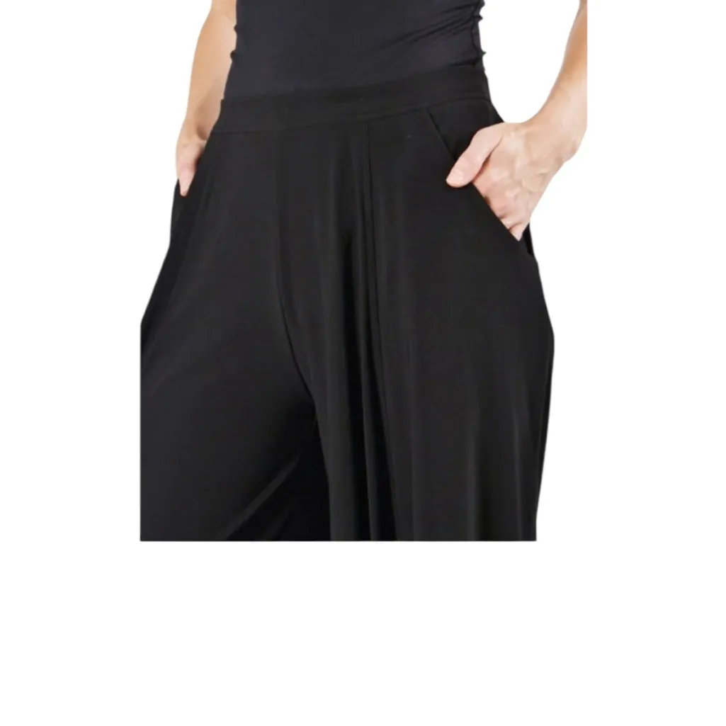 Sun Kim Stacy Ankle Pant Sz S Charcoal Wide Leg Stretch Pockets Harem Tulip Fit Black - Image 2