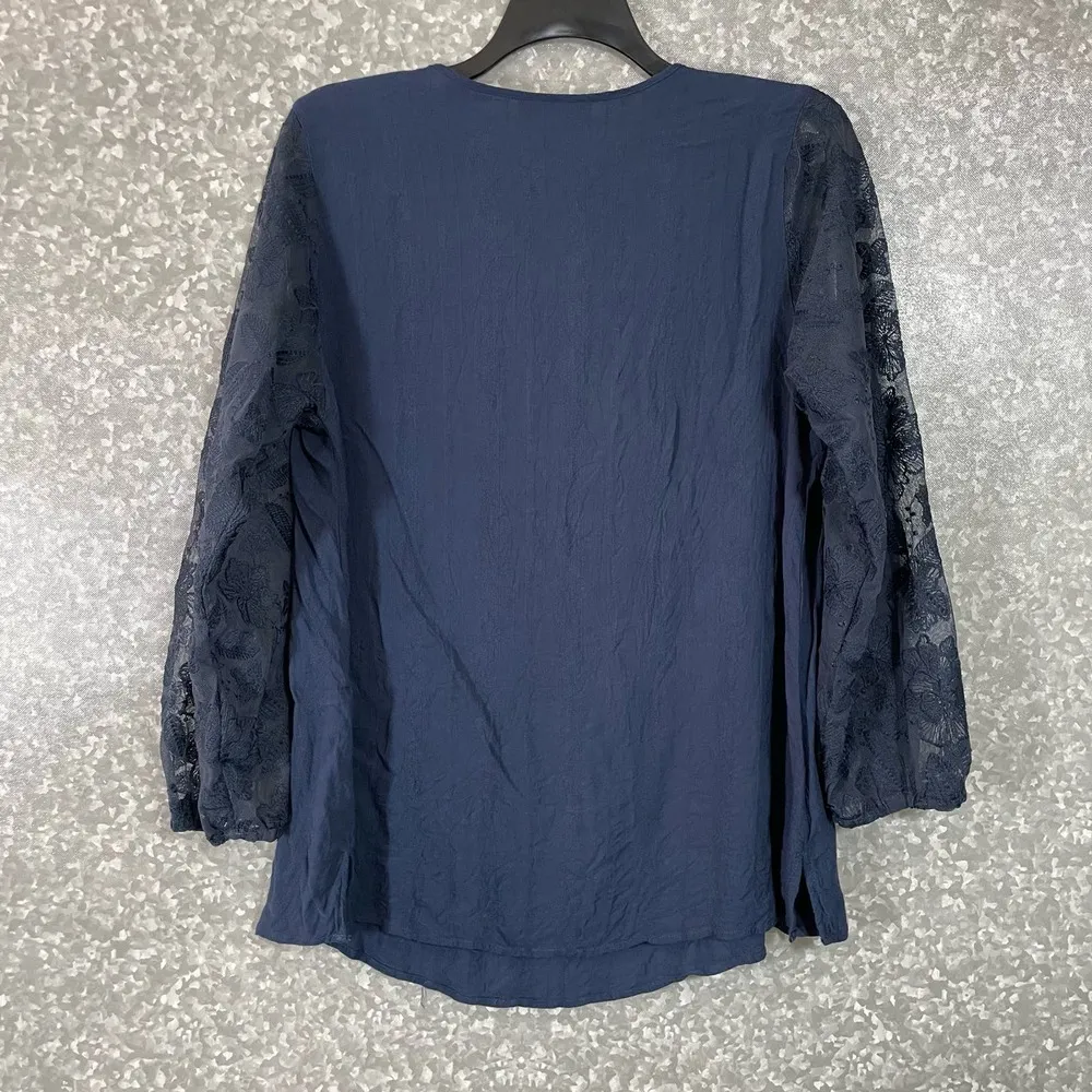 Lane Bryant Women's Plus Size Blue Lace Sleeve Top - Size 18/20 - Boho Cottage - Image 7
