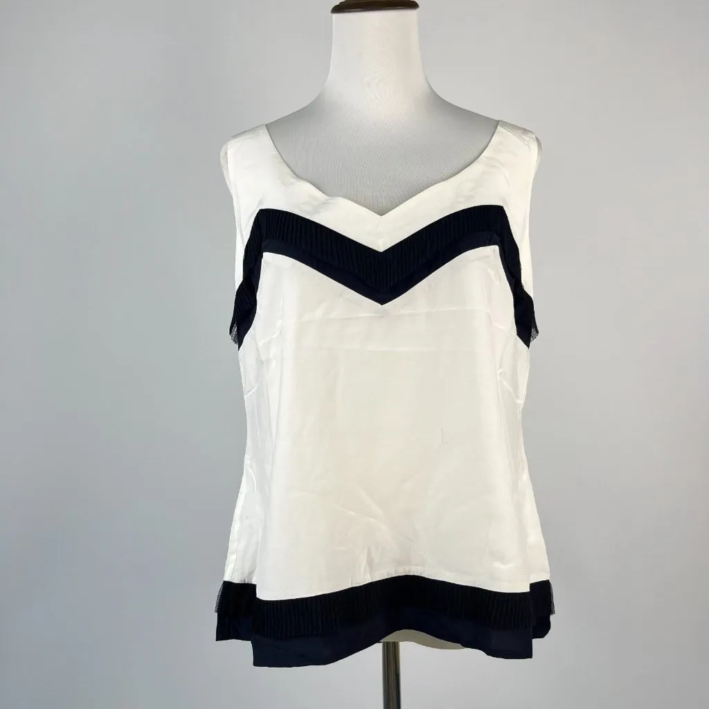 NWOT Mint Velvet Ivory & Ink Mesh Trim Cami Tank Top Blouse US12 UK16 Size 12 - Image 2