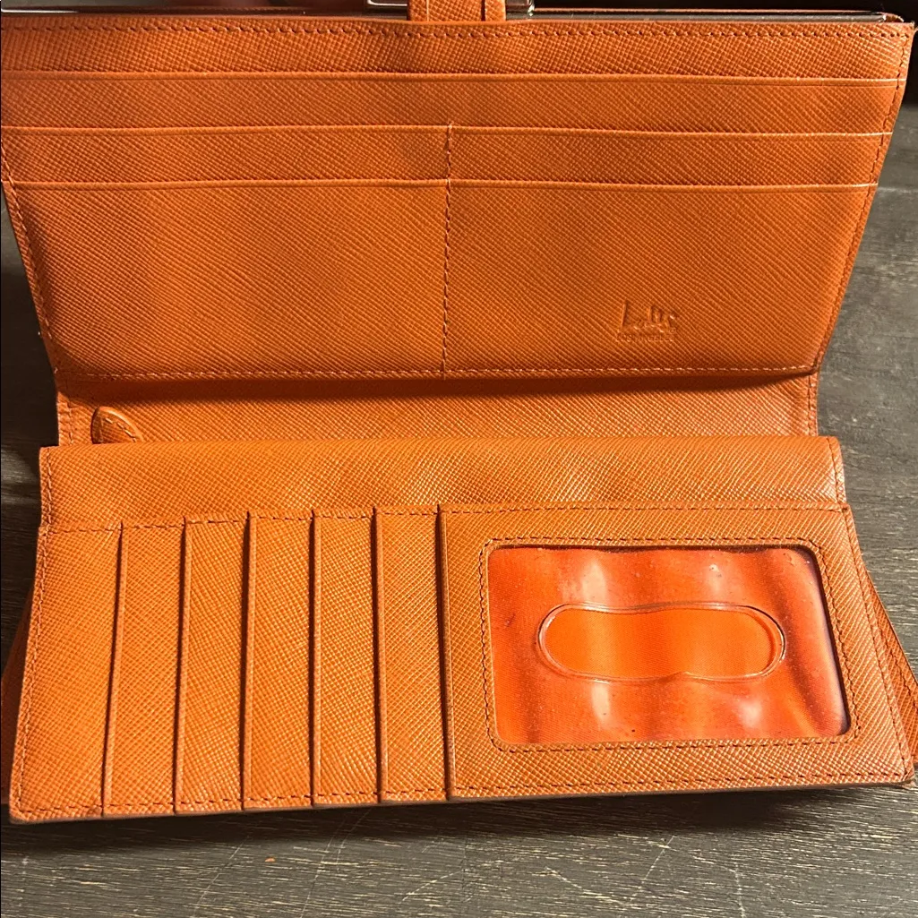 Lodis Vibrant Orange Checkbook Wallet Snap & Kisslock Closures - Image 3