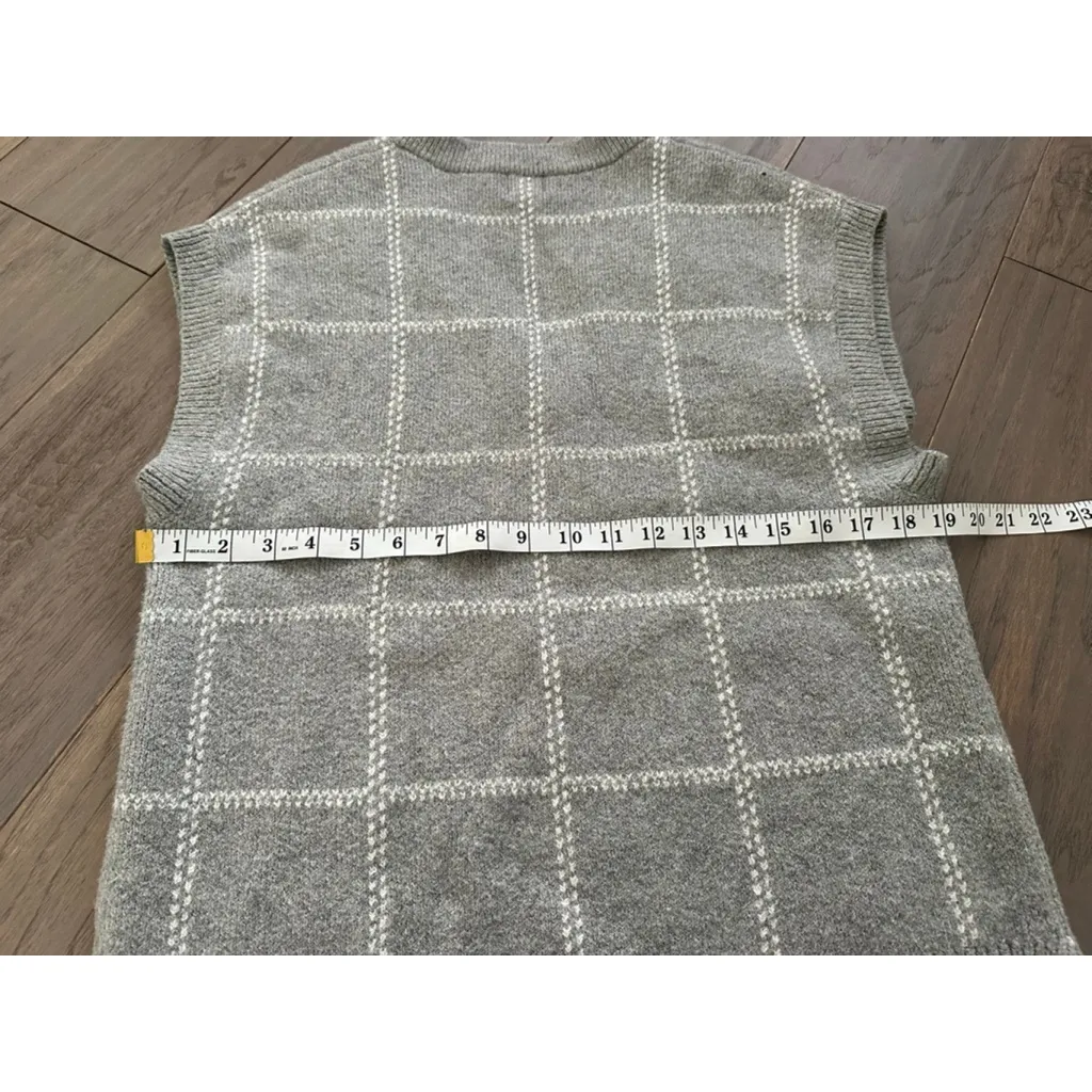Women's A New Day Gray & White Plaid V-Neck Sweater Vest, Size S - Image 7