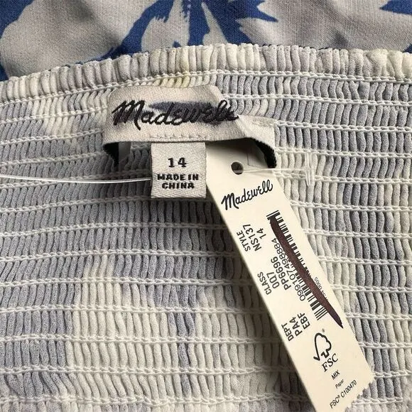 NWT‎ Madewell Women's Blue Floral Tank Midi Dress Size 14 Spring Summer - Image 9