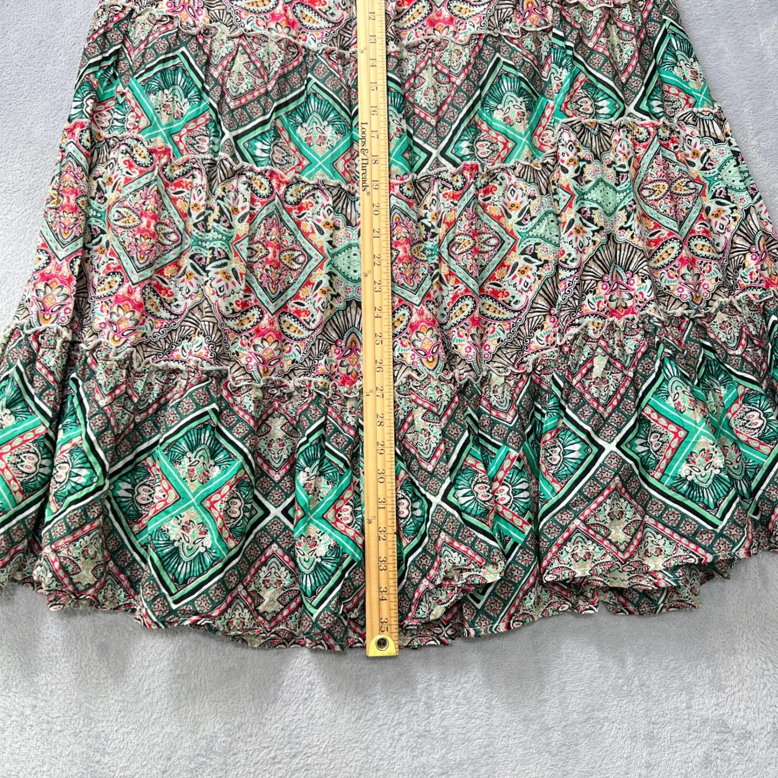 Style & Co. Maxi Skirt Petite Boho Print Tiered Ruffle Hem Elastic Waist‎ PLarge - Image 7