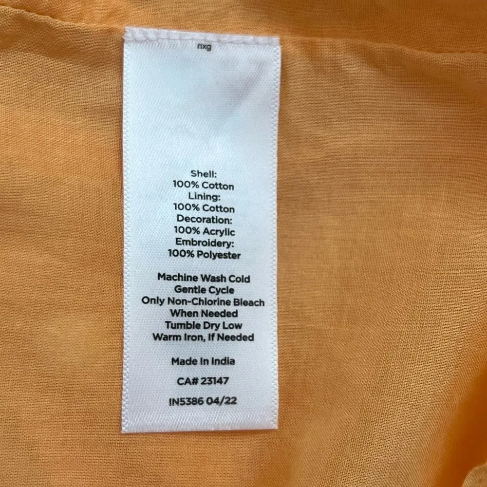 Talbots Embroidered Polka Dots Popover Top in Orange Lightweight‎ Cotton, Small - Image 9