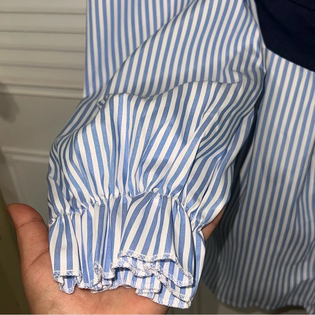 SHEIN Blue and White Striped Shirt - Image 5