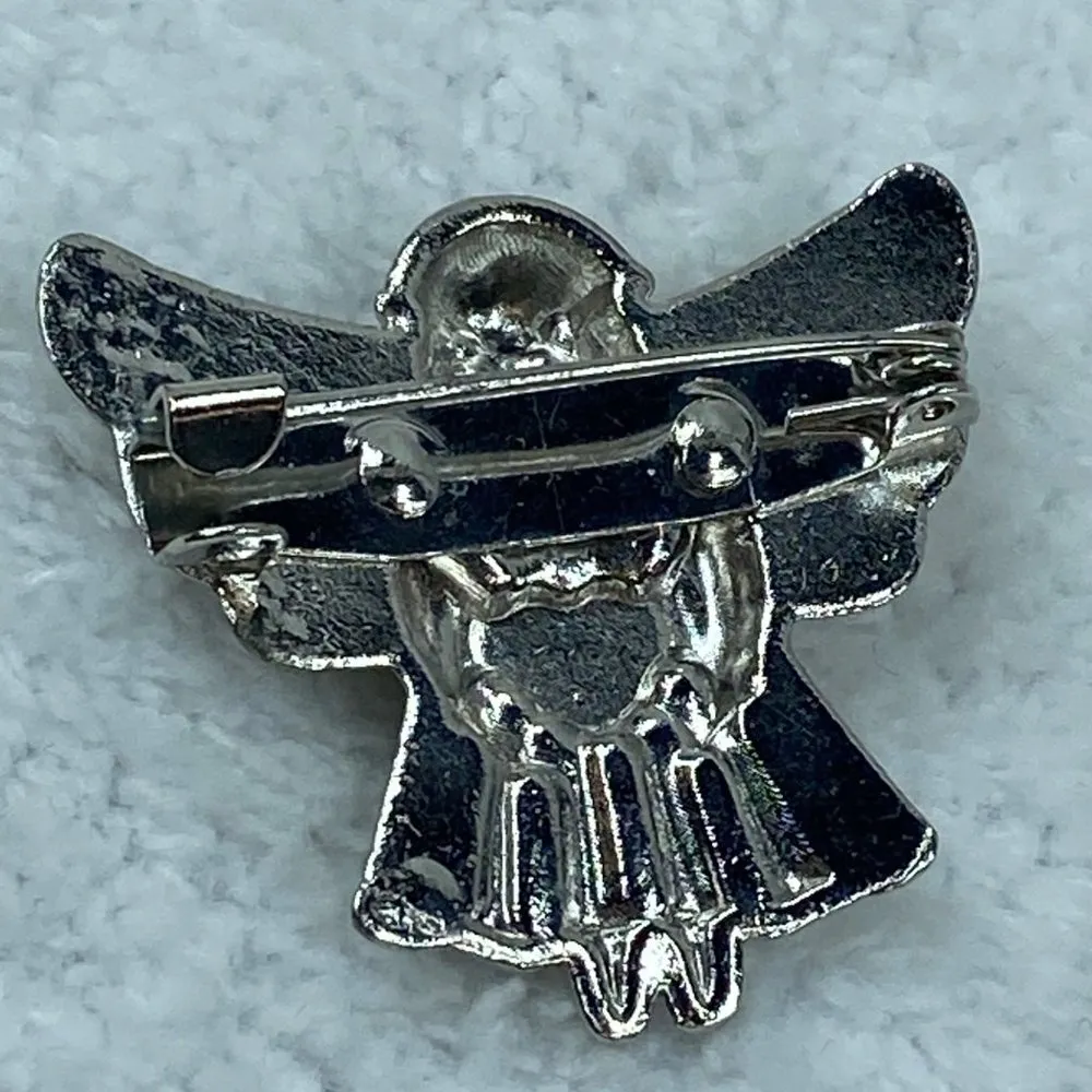 Silver Color Metal Guardian Angel Jewelry Pin Brooch Red Heart Center - Image 6