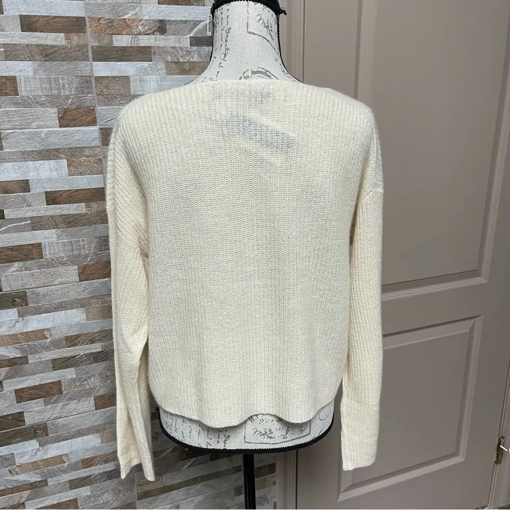 360 cashmere yellow/beige light weight knit cashmere pullover sweater Sz XS $334 - Image 5