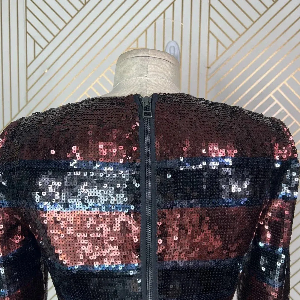 Veronica Beard Breakers Sequin Mini Dress In Dark Red Black Size US‎ 0 - Image 8