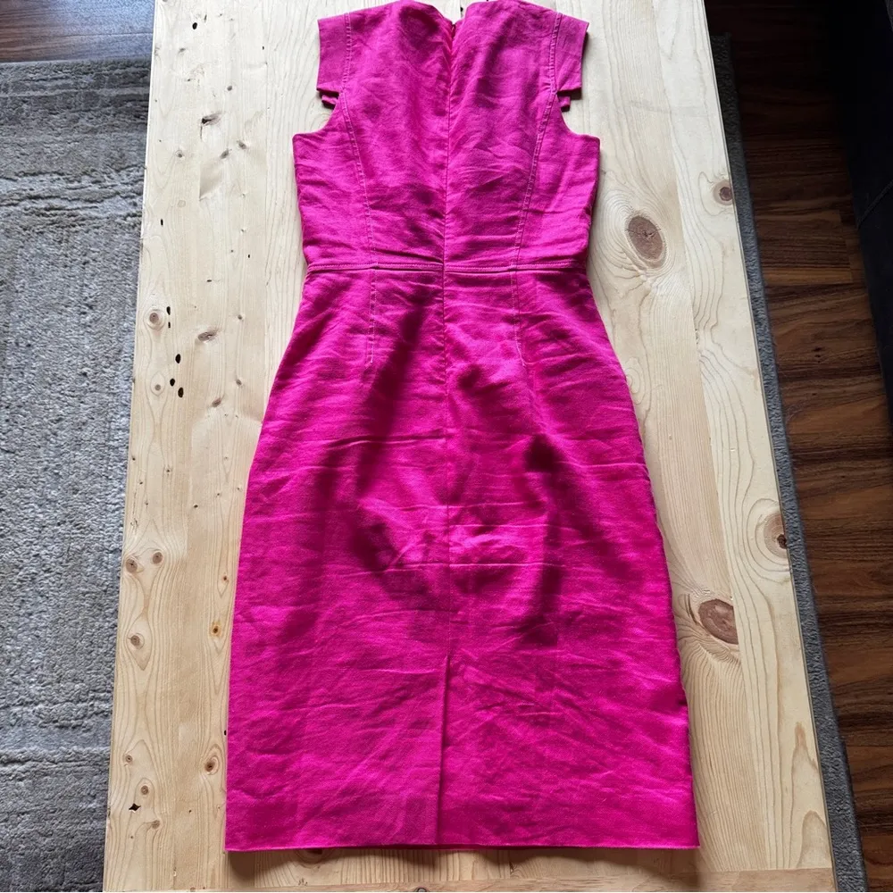J. Crew Vibrant Pink Midi‎ Dress women’s size 4T - Image 4