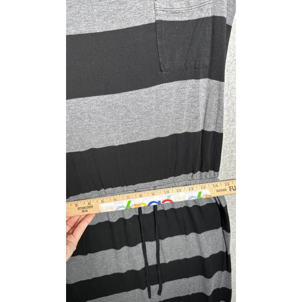 Caslon XS Dress Womens Short Sleeve Long Gray Striped Casual Stretch Drawstring - Image 11
