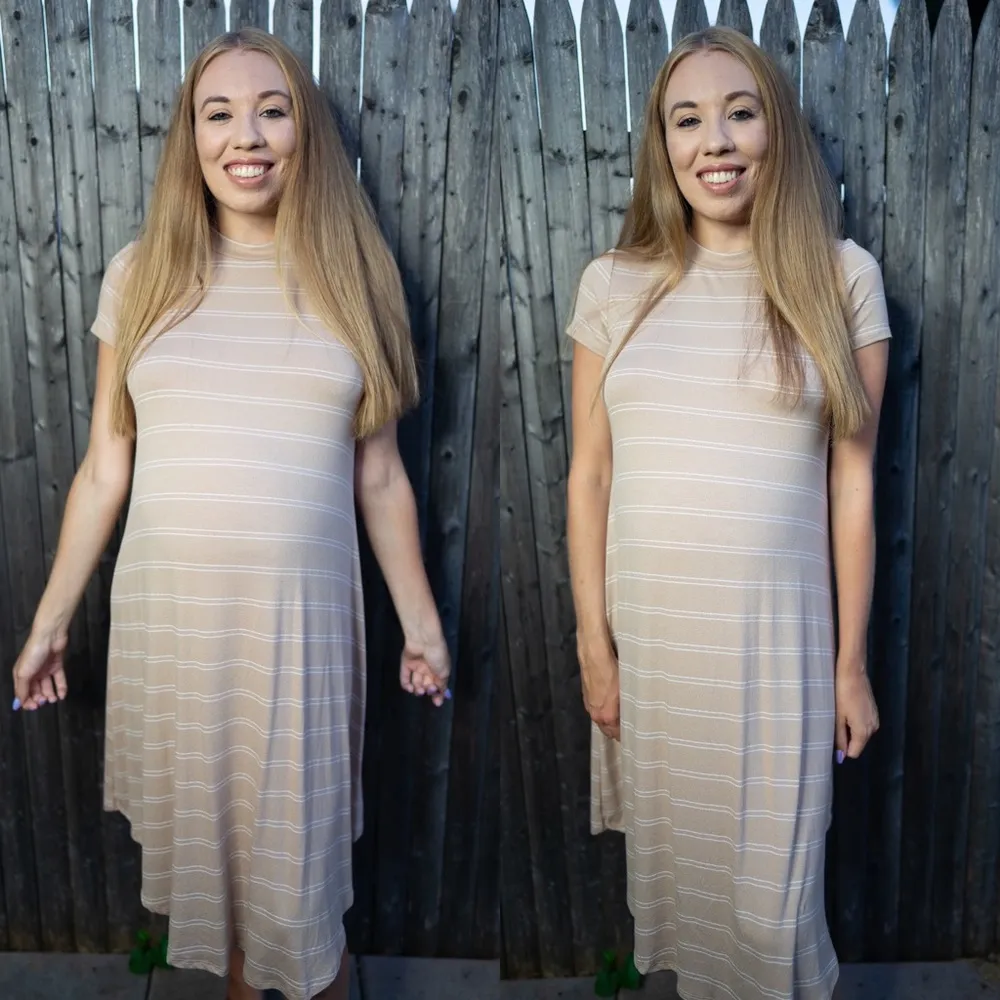 Intersection Beige/White Striped Short Sleeve T - Image 13