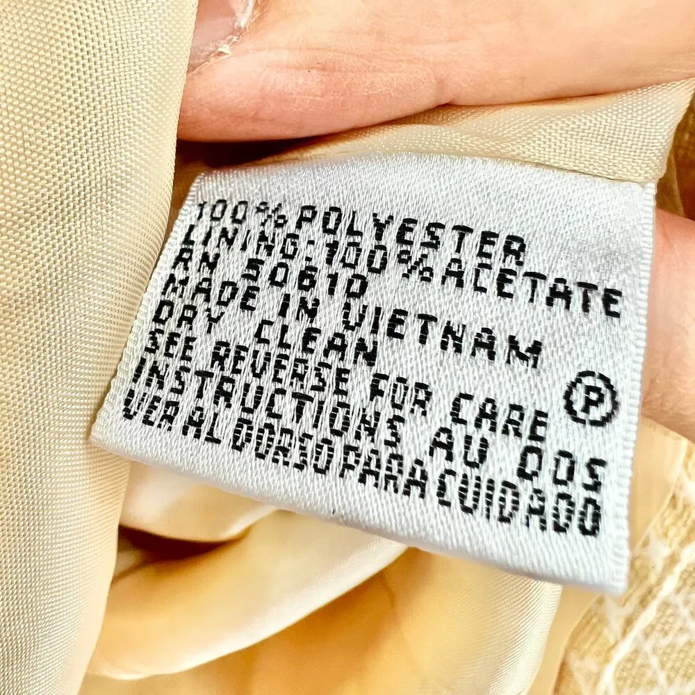 NWT Le Suit Town and Country Yellow Beige Diamond Tweed Blazer 3 Button SIZE 8 - Image 8