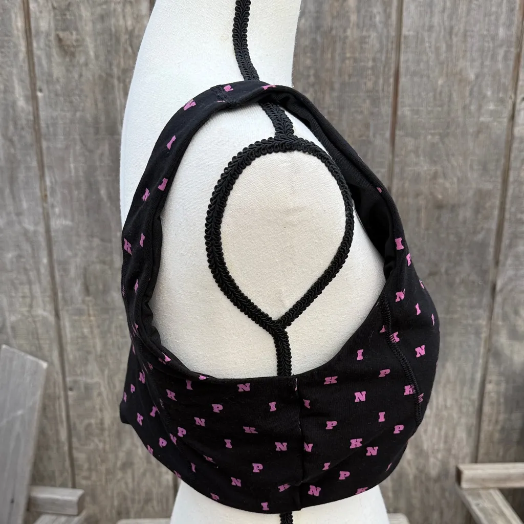 PINK Victoria's Secret PINK
ALL-DAY COTTON SCOOP SPORTS BRA XXL PINK BLACK LOGO - Image 4