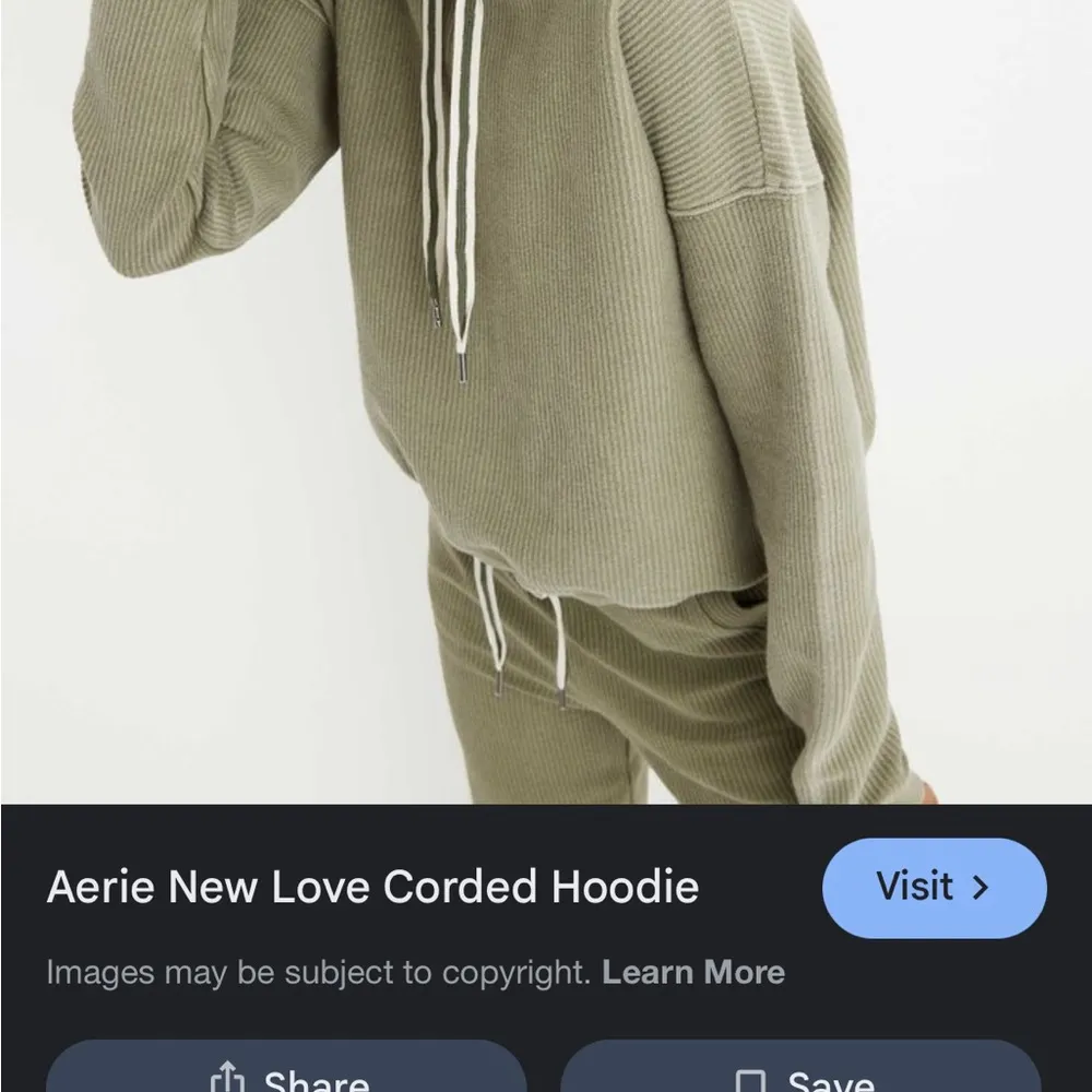 Aerie New Love Corded Hoodie Cropped Size XS in Light Green - Image 7