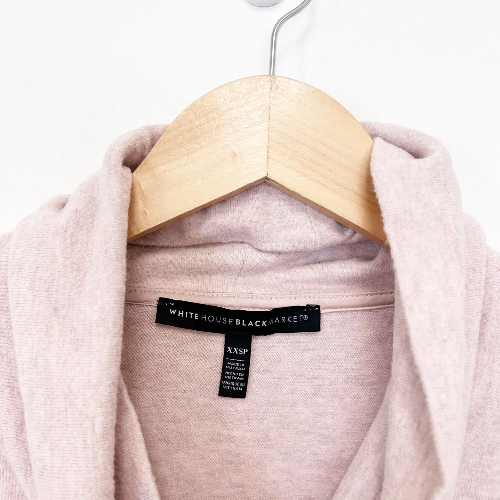 White House Black Market Light Pink Cowl Neck Cropped Sweater SZ XXSP - Image 2