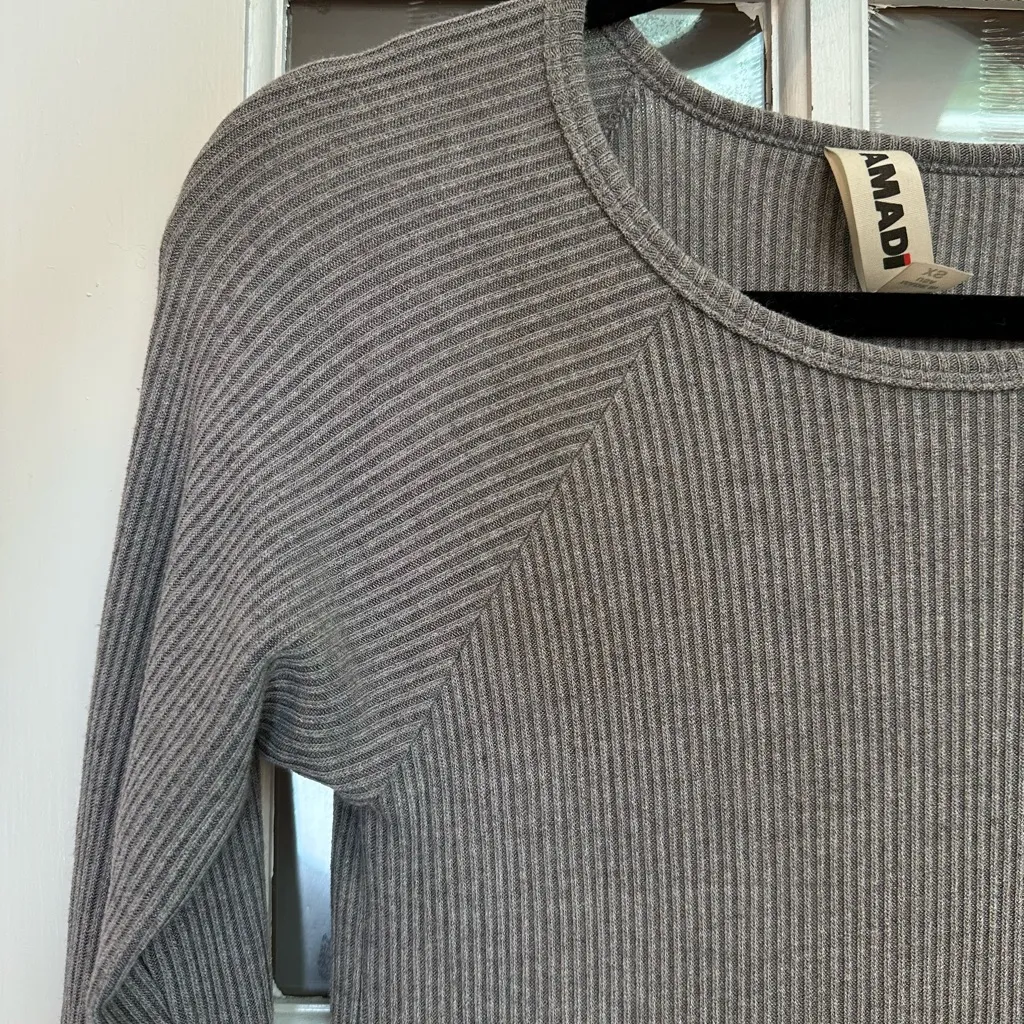 Anthropologie Amadi Grey Colorblock Shift Dress Stretchy Ribbed Knit Size XS - Image 5