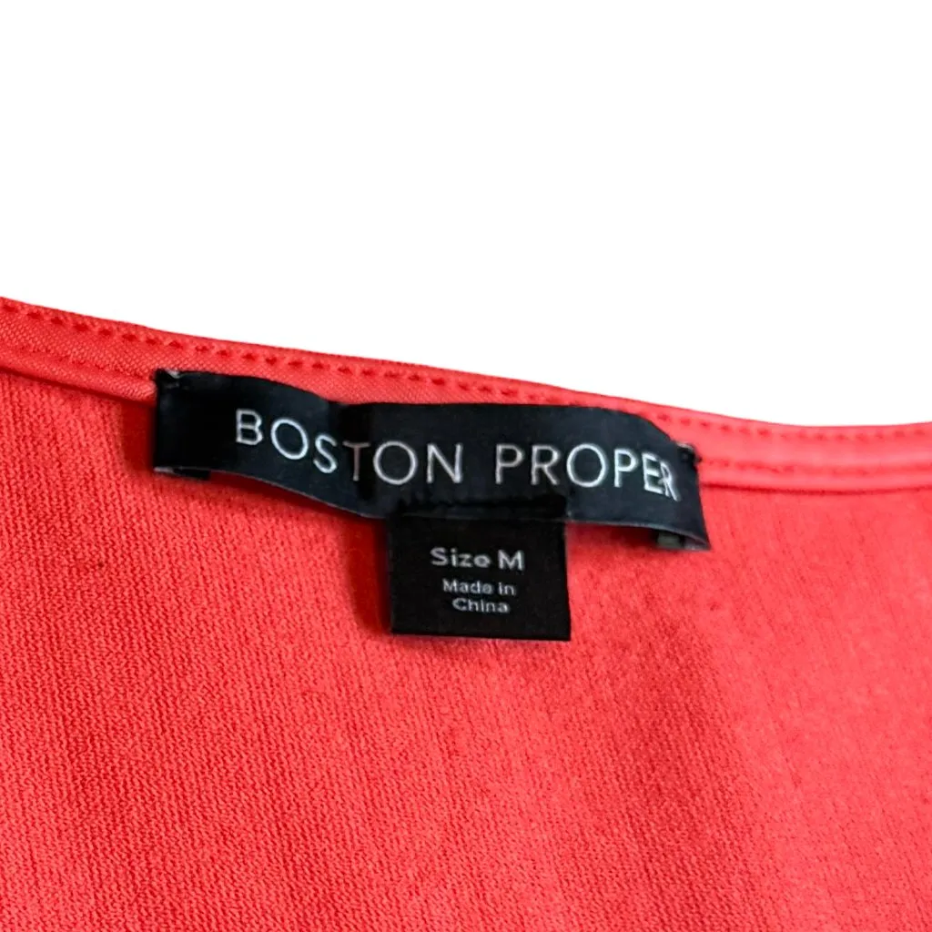 Boston Proper Sleeveless Bold Coral Dress Maxi Length Stretch V-Neck Size Medium - Image 3