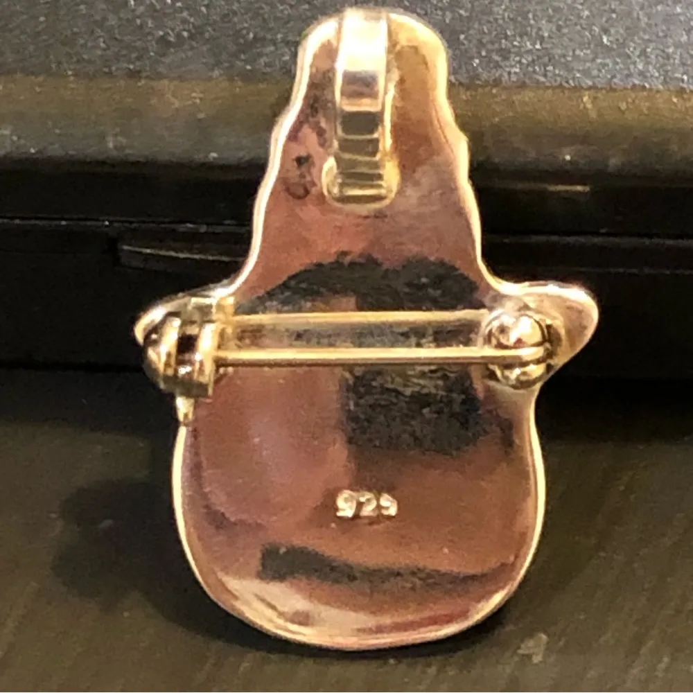 925 Silver Snowman Brooch Pendant Christmas - Image 3