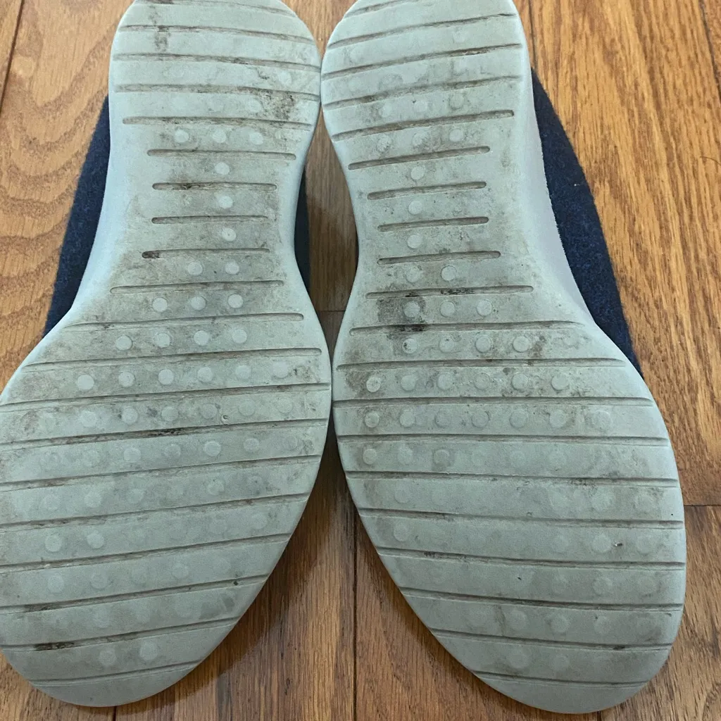 Womens Allbirds Navy Blue Gray‎ Wool Runners Sneakers PO 0124 Size 9 - Image 4